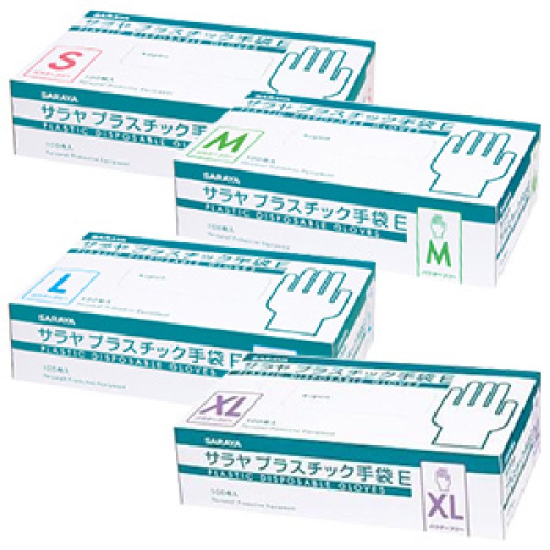 KOU　サラヤ　プラスチック手袋　M 10箱　Ｌ　10箱セット サラヤ｜【まとめ買い】プラスチック手袋E 粉無100枚入 XL