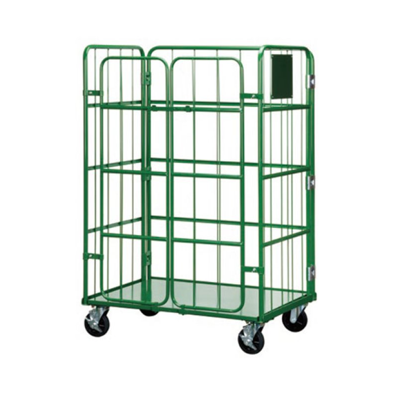 テラモト ロールボックスパレット(折りたたみカゴ車) KB-5C 観音扉仕様