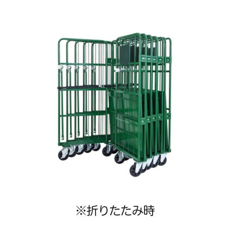 5のつく日 ポイント+5% 期間限定 セール価格 テラモト/金沢車輛 台車用折りたたみボックス 蓋付 大 運搬・カート OT-561-612-0 テラモト ロールボックスパレット(折りたたみカゴ車) KB-5C 観音扉仕様