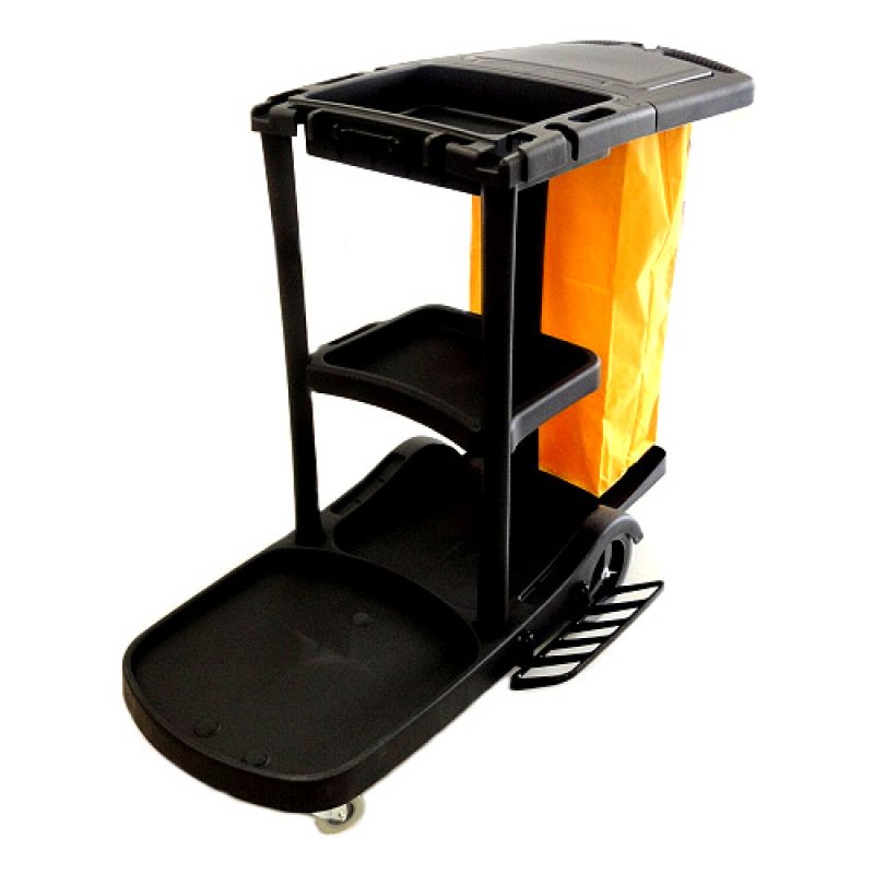 メンテナンスカートY ブラック-清掃用カート（清掃カート、ビルメン