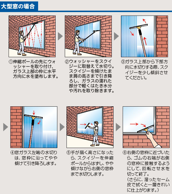 効果的な窓ガラス清掃の方法2：大型窓