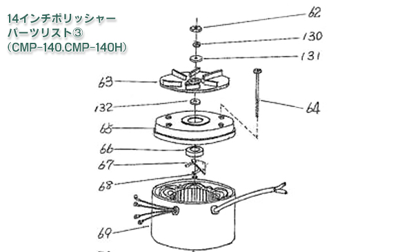 musashi製14インチポリッシャー用パーツ・消耗部品リスト