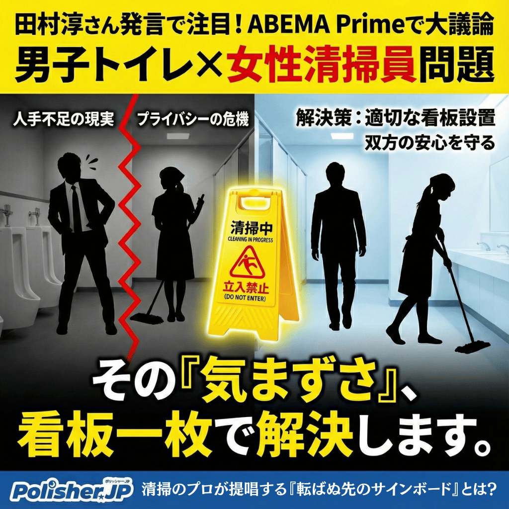 田村淳さんの「気まずい」発言で注目。 トイレ清掃の性別問題と、プライバシーを守る「看板」の役割