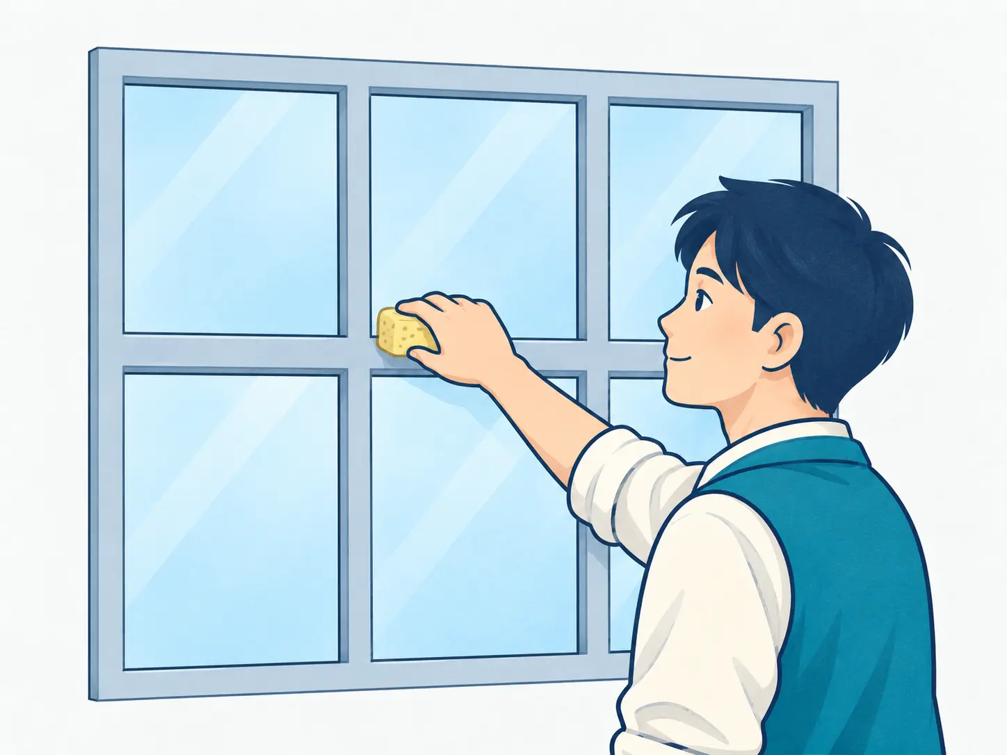 下枠に残った水を拭くの手順イラスト