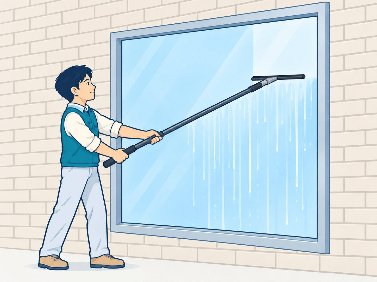 スクイジーで引き下ろすの手順イラスト