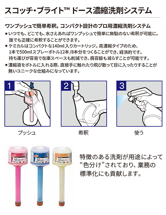 スリーエム ジャパン スコッチ ブライト ドース濃縮洗剤システム 中性トイレクリーナー(除菌剤配合)[140ml×6]  01