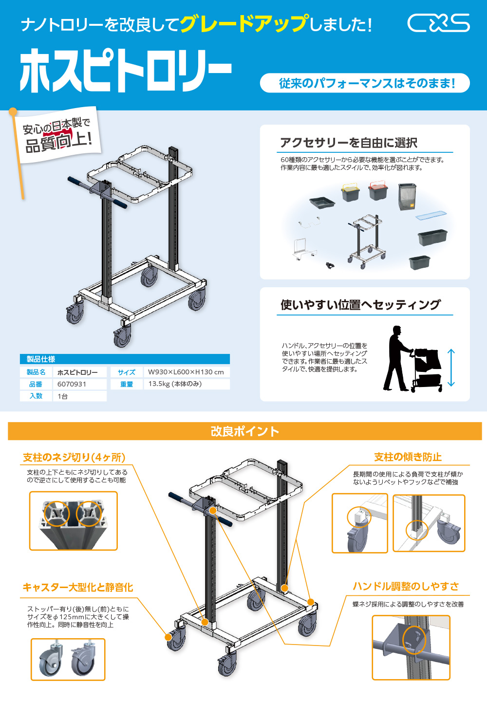 シーバイエス ホスピトロリー - 清掃カート【代引不可・個人宅配送不可】01 