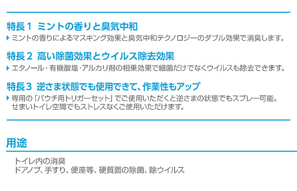 シーバイエス ピュアレットミントスプラッシュ パウチ?トリガーセット[20セット入] - 業務用 除菌・除ウイルス消臭剤 商品詳細03