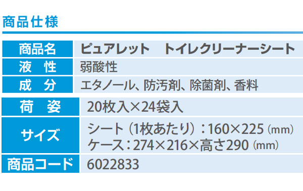 シーバイエス ピュアレット トイレクリーナーシート[20枚入×24個] - 業務用 トイレ用清掃シート＿05