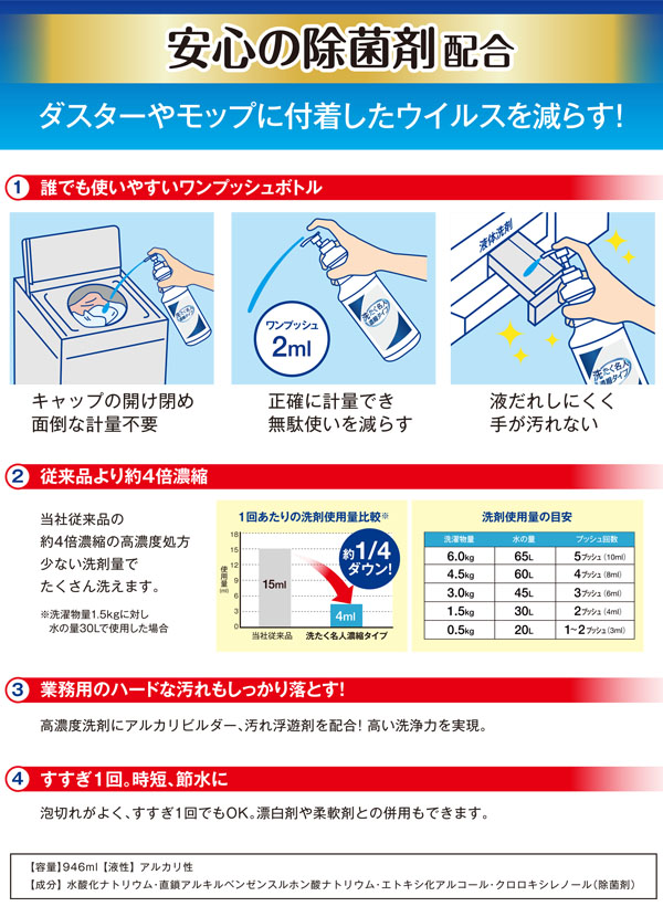 大一産業 FPS 洗たく名人 濃縮タイプ 除菌プラス [946mL] - 業務用 液体洗濯洗剤 01