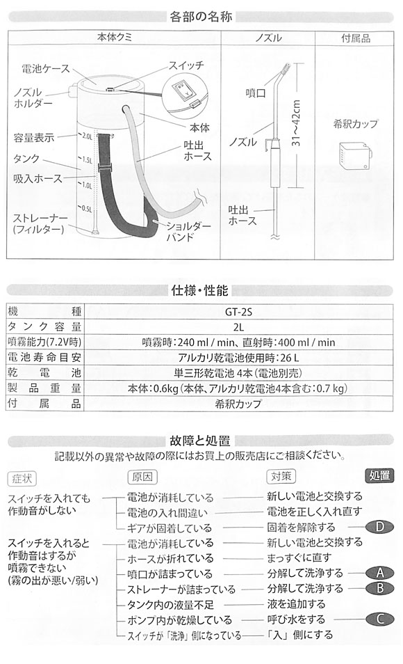 GT-2S - 電池式小型噴霧器 01