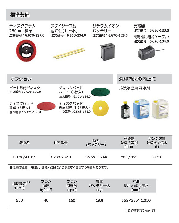 リース契約可能】ケルヒャー BD 30/4 C Bp 11インチ 業務用手押し式床洗浄機【代引不可】-自動床洗浄機