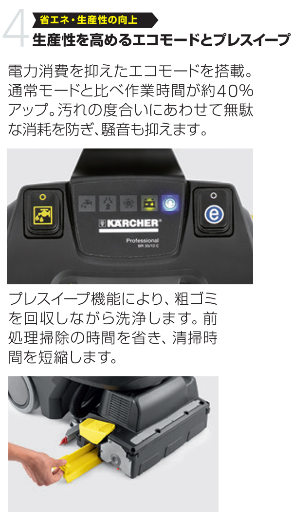 【リース契約可能】ケルヒャー BR 35/12 C Bp - 業務用小型床洗浄機【代引不可・個人宅配送不可】商品詳細05