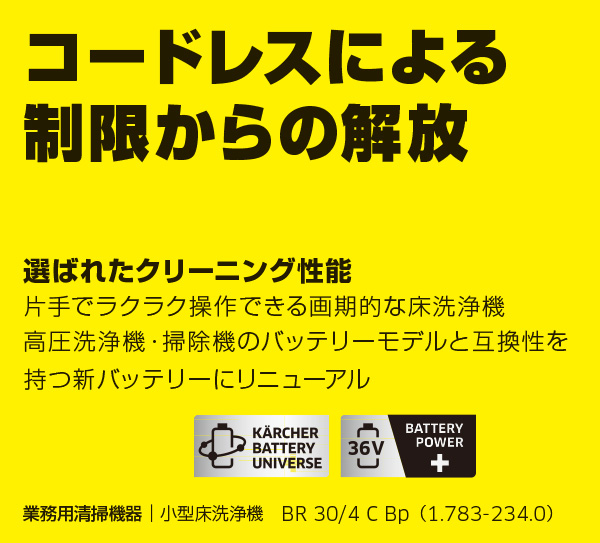 リース契約可能】ケルヒャー BR 30/4 C Bp (充電器・バッテリー別売) 業務用小型床洗浄機(バッテリーモデル)【代引不可】-自動床洗浄機