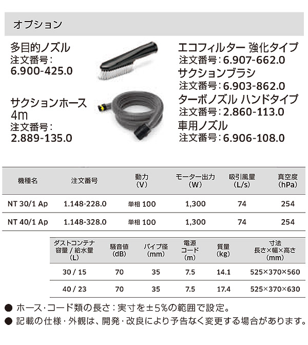 ケルヒャー NT 30/1 Ap - 業務用乾湿両用クリーナー 合成繊維