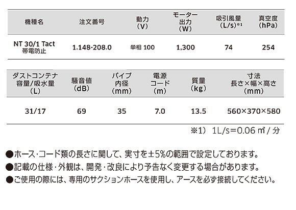 ケルヒャー NT 30/1 Tact - 帯電防止業務用乾湿両用クリーナー【代引不可】 01