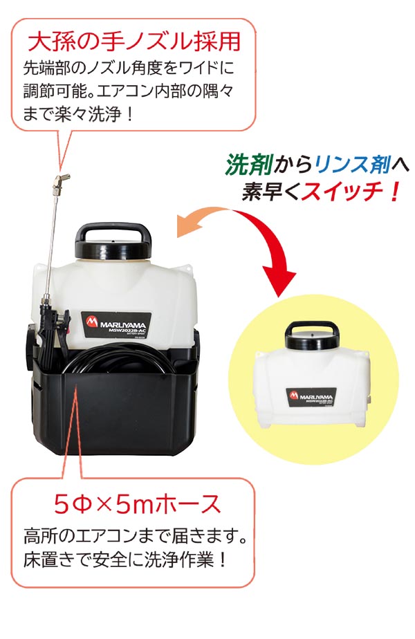 横浜油脂工業(リンダ) AC ジェット スイッチ - バッテリー式エアコン洗浄機 01