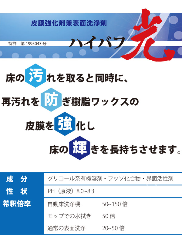 万立 皮膜強化剤兼表面洗浄剤 ハイバフ 光 光沢復元材