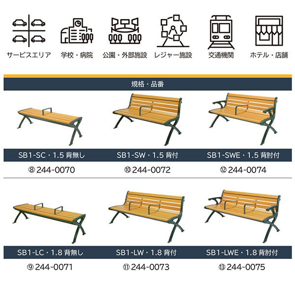 ミヅシマ工業 セパレートベンチ 1.8M幅 SB1-L 03