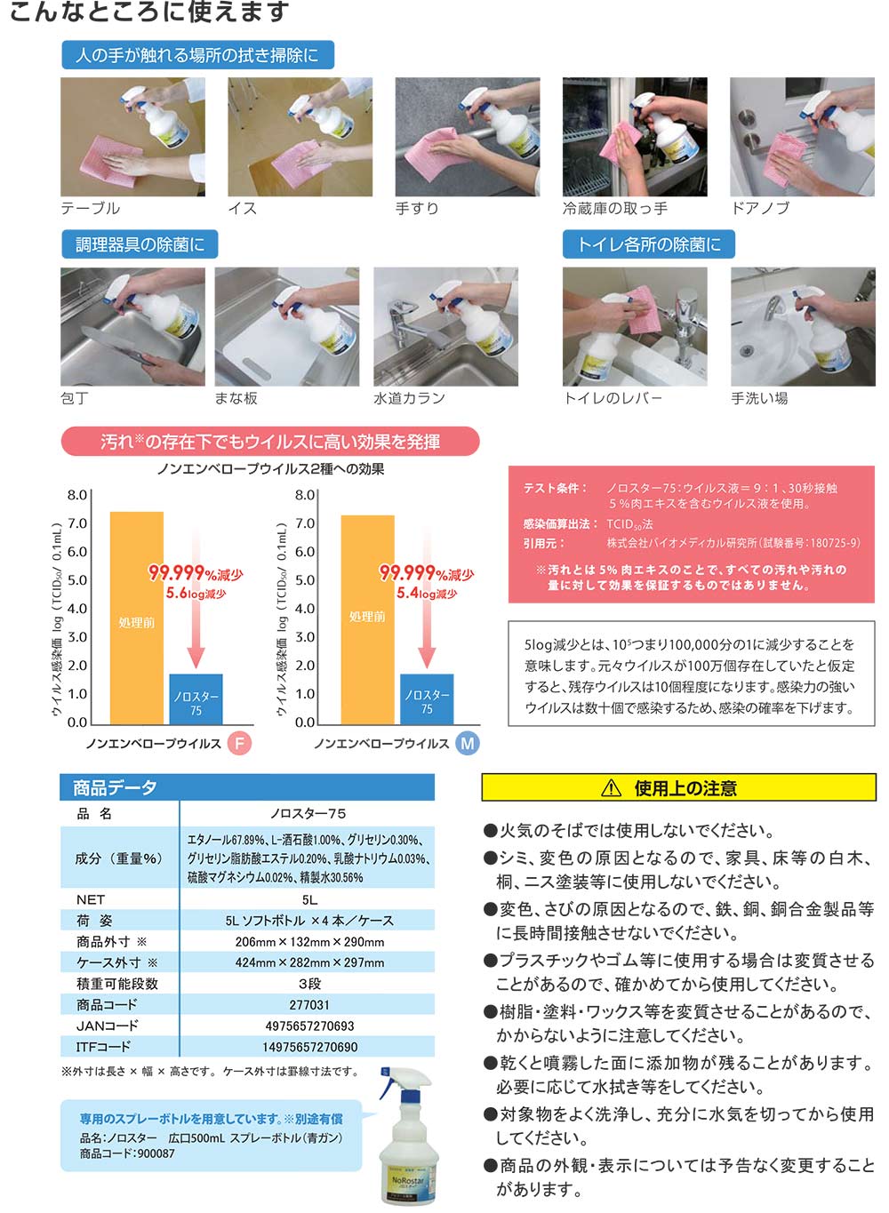 ニイタカ ノロスター75 [5L×4] - 高濃度アルコール製剤 01