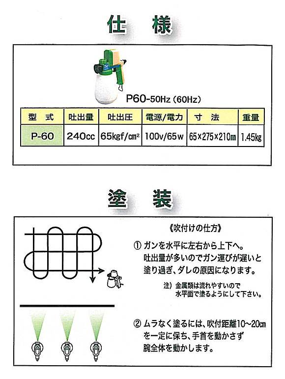 精和産業 パワースプレー P-60 - コンプレッサー不要の家庭用電動塗装機　02