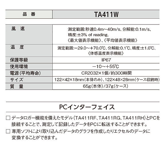 TASCO 温・風速計(ポケットサイズ風速計シリーズ) - 温度センサーを備えた中堅モデル 02