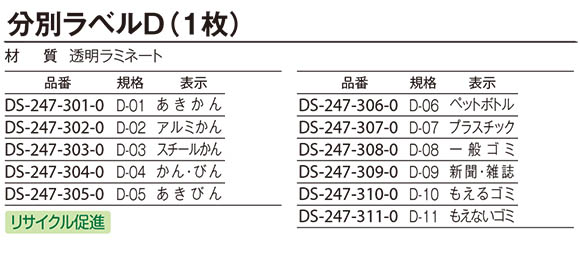 テラモト 分別ラベルD 2ヵ国語 (1枚入)03