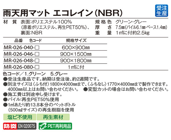 テラモト エコレインマット(NBR) 22