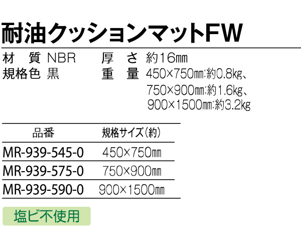 テラモト 耐油クッションマットFW 商品詳細