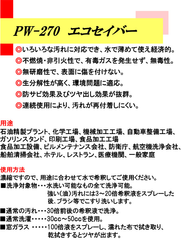 フォンシュレーダージャパン PW270 エコセイバー - 植物系濃縮洗浄剤＿01