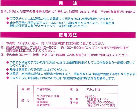 和協産業 ピーピースルー F - パイプクリーナー アルカリ性 台所 洗面所 浴室 排水管 02