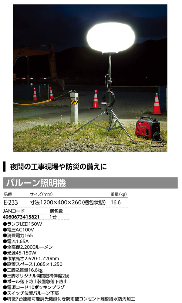 京セラ バルーン照明機 ALB150 商品詳細