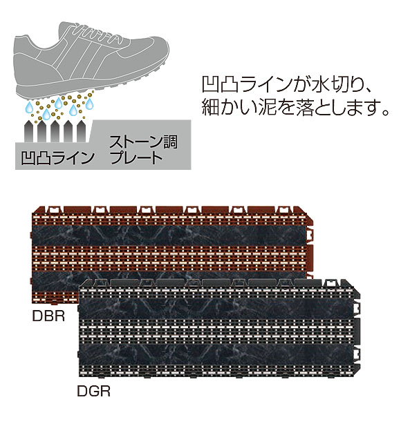 山崎産業 樹脂システムマット ストーンライン - ジョイントタイプの風除室マット 03