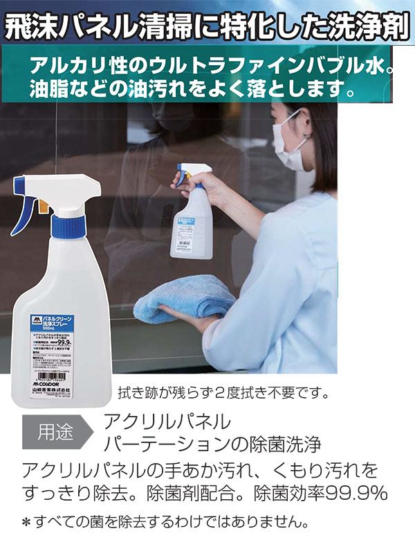 山崎産業  パネルクリーン洗浄スプレー［500mL×20］- アクリルパネル用洗浄剤 01