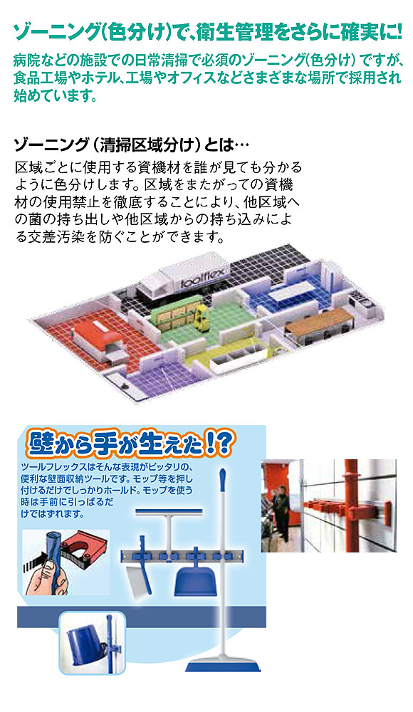 ツールフレックス アルミレール・壁用カラー ゾーニング対応シリーズ 01