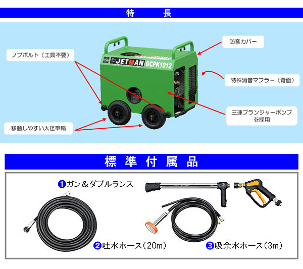 リース契約可能】蔵王産業 ジェットマン GCPK1012 - 簡易防音型 ガソリンエンジン駆動式