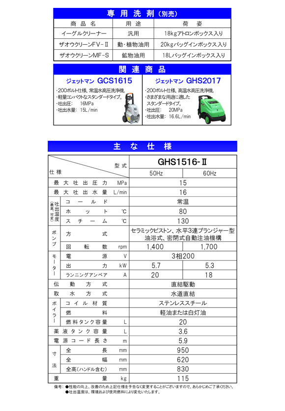 【リース契約可能】蔵王産業 ジェットマンGHS1516-II - ホット＆スチーム高温水高圧洗浄機【代引不可】03