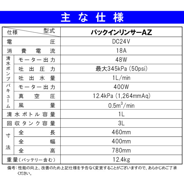 【リース契約可能】蔵王産業 スポリンバッテリーII -バッテリー式小型濯ぎ洗い機【代引不可】01