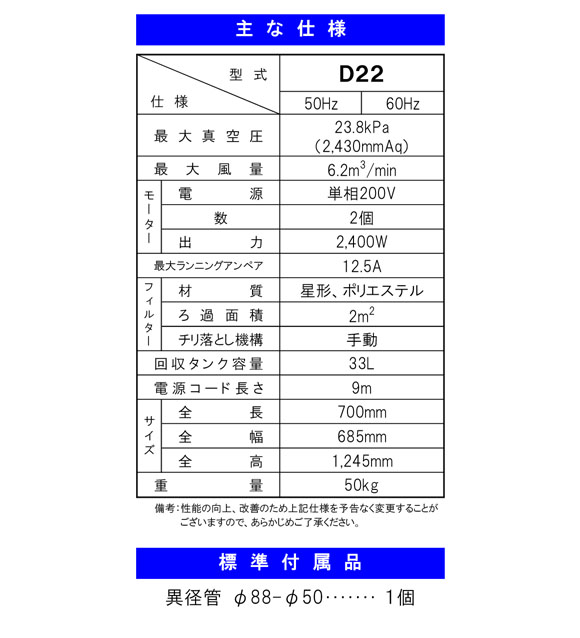 【リース契約可能】蔵王産業 バックマンデルフィンD22 - 産業用真空掃除機【代引不可】商品詳細02