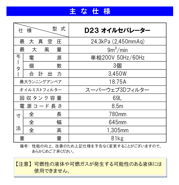 【リース契約可能】蔵王産業 蔵王産業 バックマン デルフィンD23 オイルセパレーター【代引不可】商品詳細03