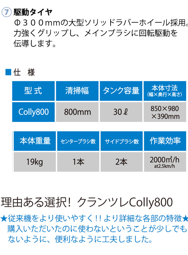 日本クランツレ 手押し式スイーパー Colly 800【代引不可】商品詳細01