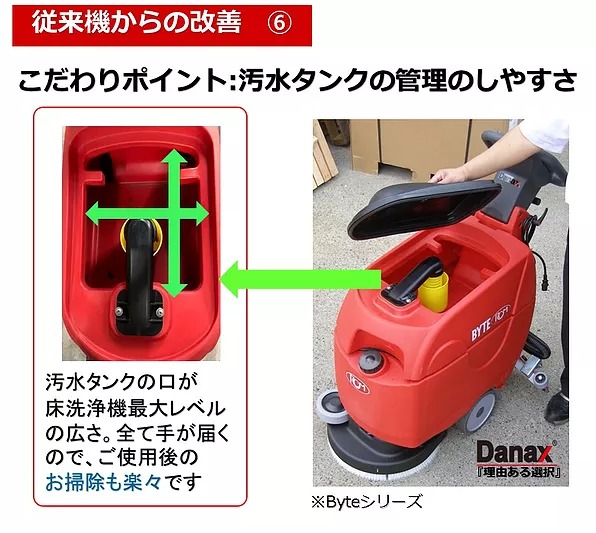 【リース契約可能】日本クランツレ BYTE I(バイトワン) - 業務用 バッテリータイプ 手押し式自動床洗浄機【代引不可】14