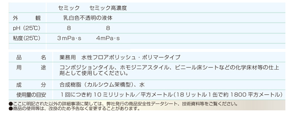 ユーホーニイタカ セミック[18L] - 半樹脂系フロアポリッシュ商品詳細09