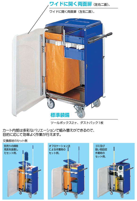 山崎産業 プロテック ライナーカート マルチ60【代引不可】-清掃用カート（清掃カート、ビルメンカート
