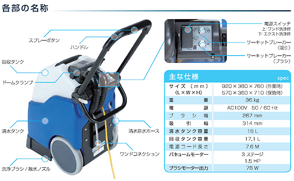 【リース契約可能】シーバイエス JX-mini15 - コンパクトカーペットエクストラクター【代引不可】02