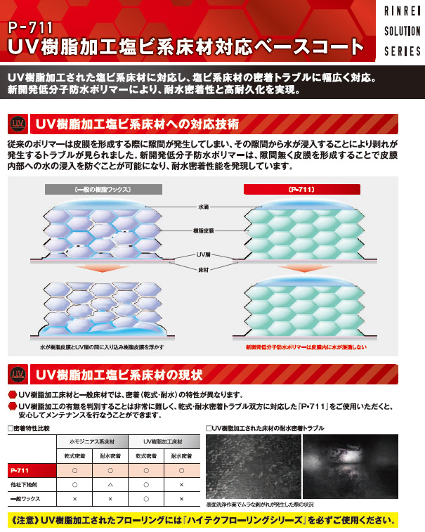 リンレイ P-711［18L］- UV樹脂加工塩ビ系床材対応ベースコート-床ワックス（フロアーポリッシュ）販売/通販-床