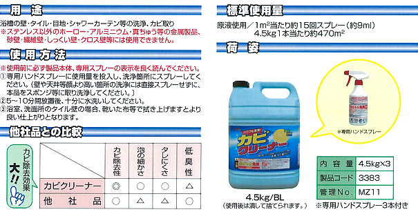 横浜油脂工業(リンダ) カビクリーナー（専用スプレイヤー付）[4.5kg]02