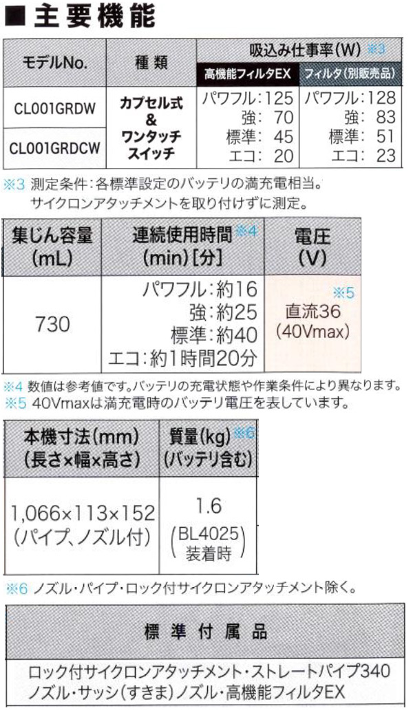 マキタ CL001G(ロック付サイクロンアタッチメント付) - リチウムイオンバッテリー充電式クリーナー[ダストカップ] CL001GRDCW / CL001GRDCO / CL001GZCW / CL001GZCO