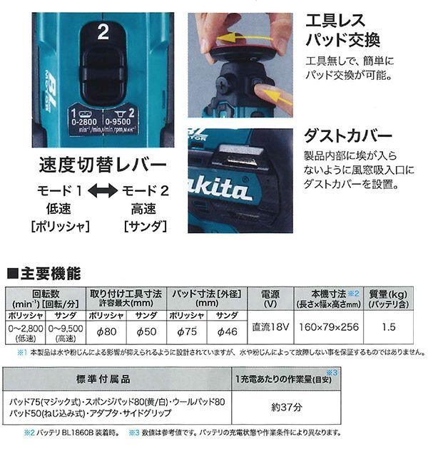 マキタ PV300DRG マキタ（makita） 充電式サンダポリッシャ <バッテリ・充電器付>