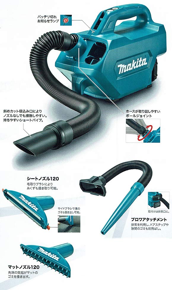 マキタ CL121DSH(バッテリー・充電器・ソフトバッグ付) リチウムイオンバッテリー充電式クリーナー[ダストバッグ 